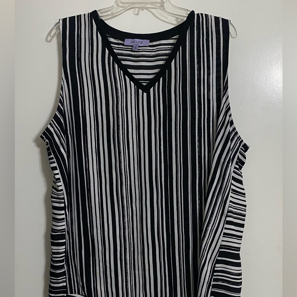 Premise Black and White Striped Tank Top